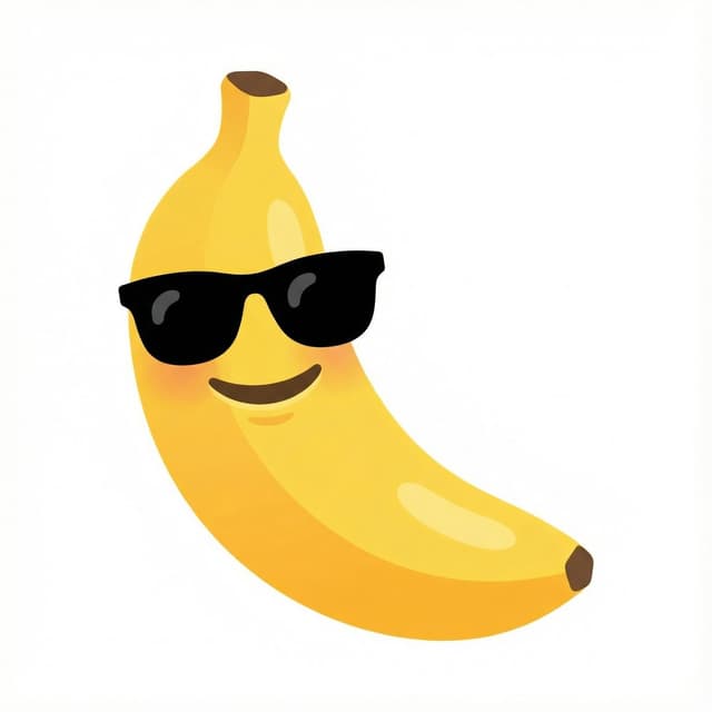Nano Banana Prompt - combine these emojis: 🍌 + 😎, on a white background as a go