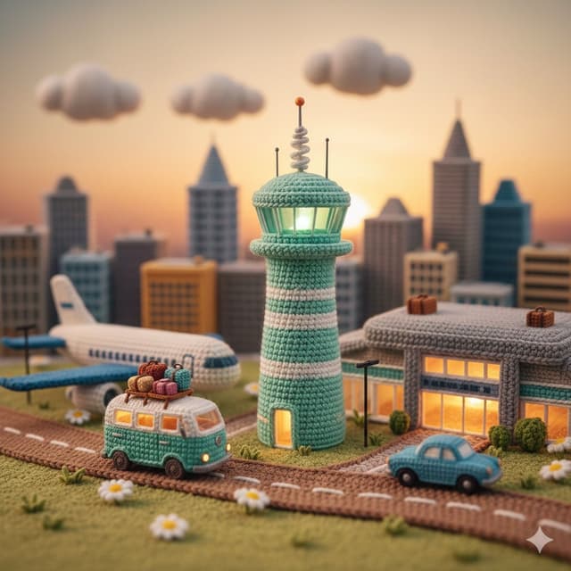 Nano Banana Prompt - A highly detailed miniature diorama entirely made of crochet