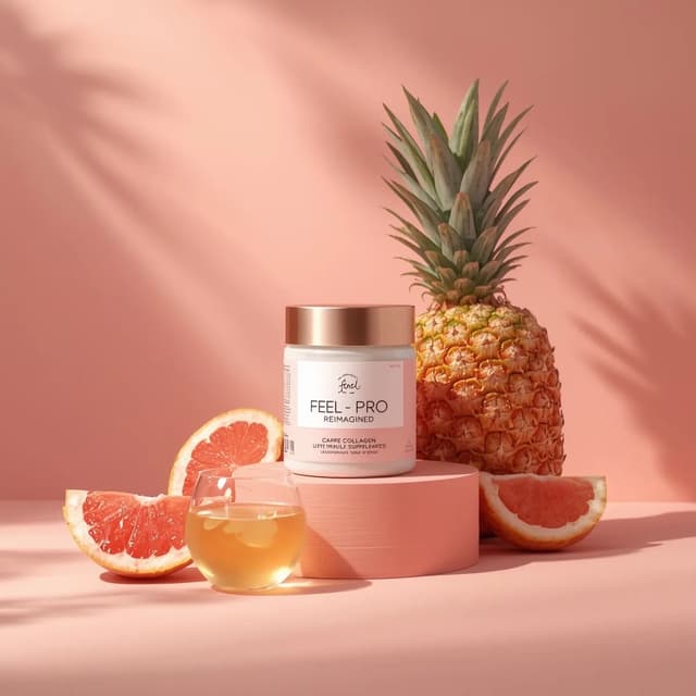 Nano Banana Prompt - Minimalist luxury product photography of a collagen suppleme