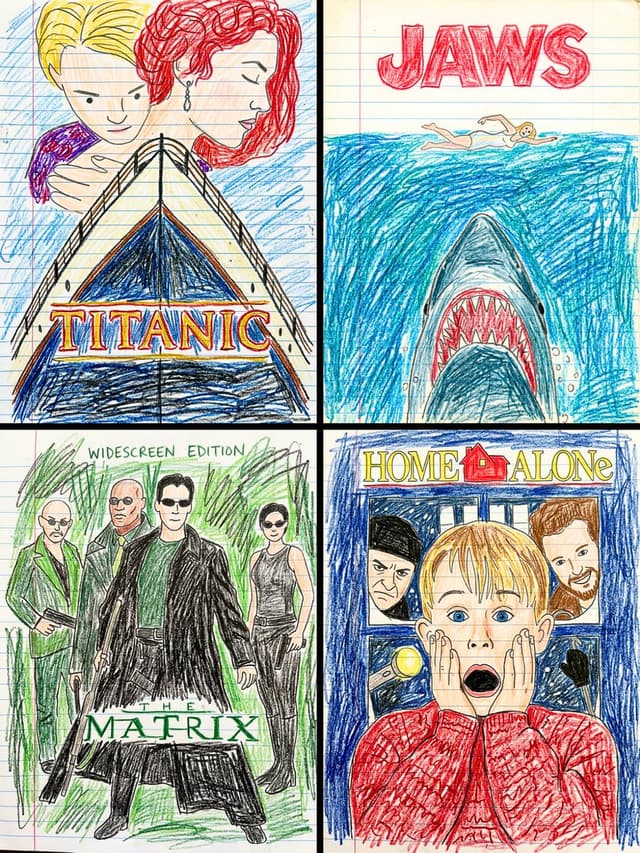 Nano Banana Prompt - Transform this movie poster into a child’s crayon drawing on