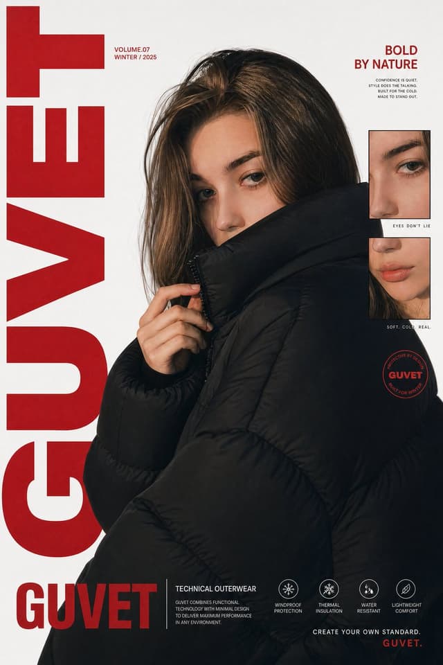 GPT Image Prompt - A bold fashion editorial poster featuring a young woman mode