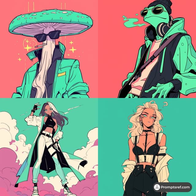 Midjourney Prompt - neo-retro pop art, urban street culture, and Japanese anime