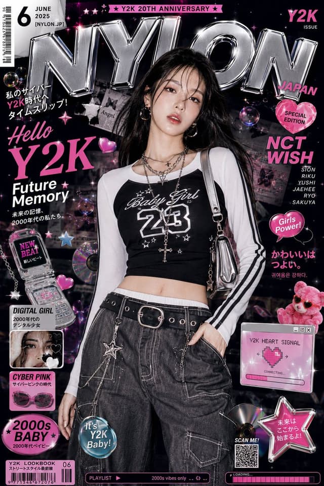 GPT Image Prompt - High-fashion Y2K-inspired editorial artwork featuring a styl