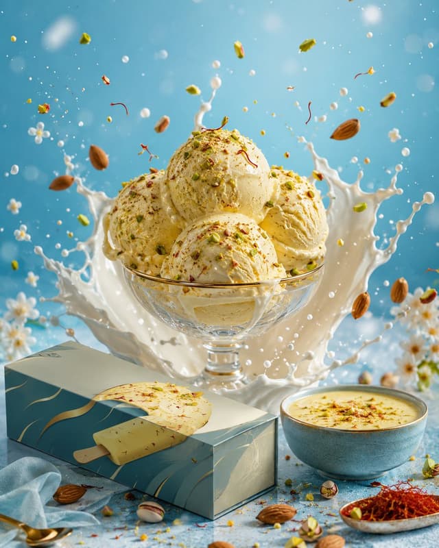 Kling Prompt - A hyper-realistic premium ice cream advertisement featuring 