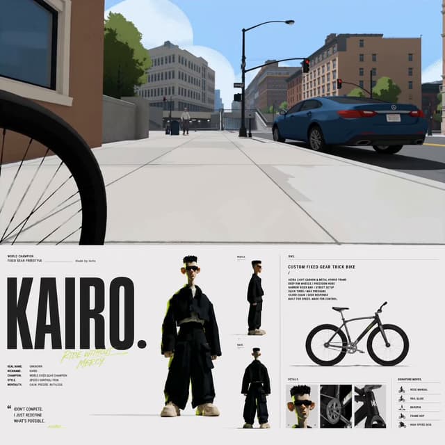 GPT Image Prompt - SUBJECTS:
fixed gear street rider @ image1. Riding a racing