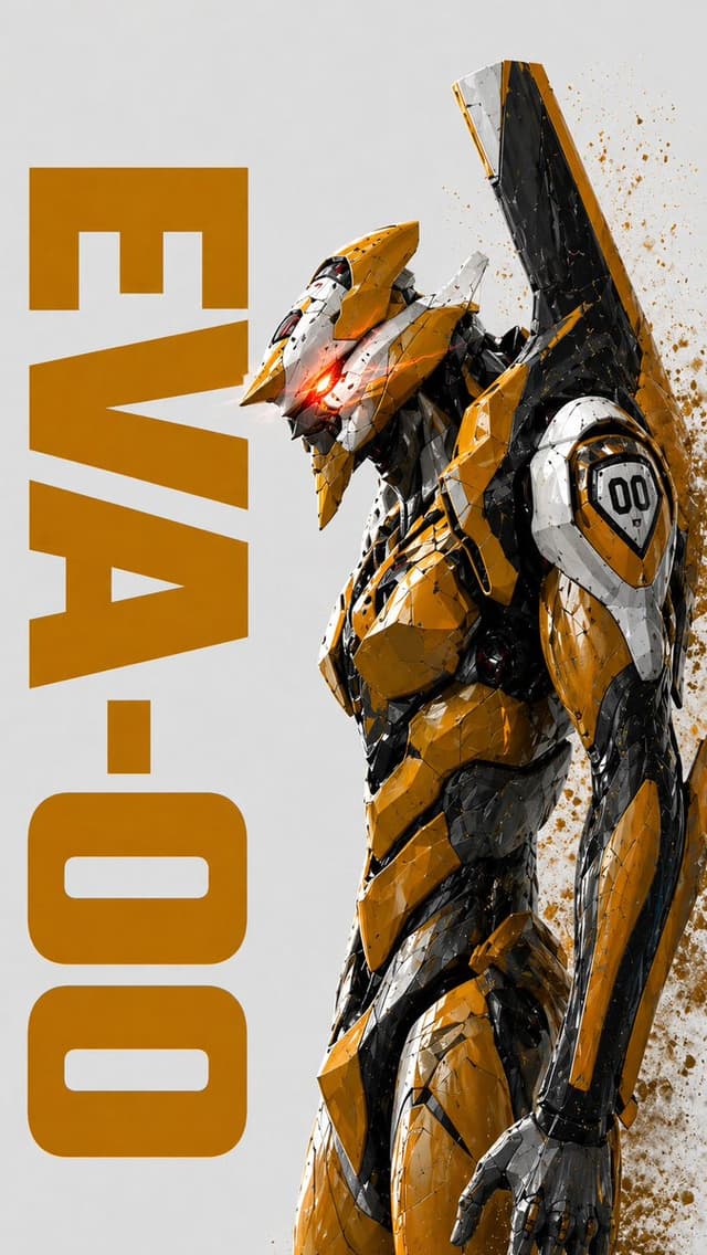 Midjourney Prompt - EVA-00 Evangelion Unit-00 prototype mecha, side profile stan