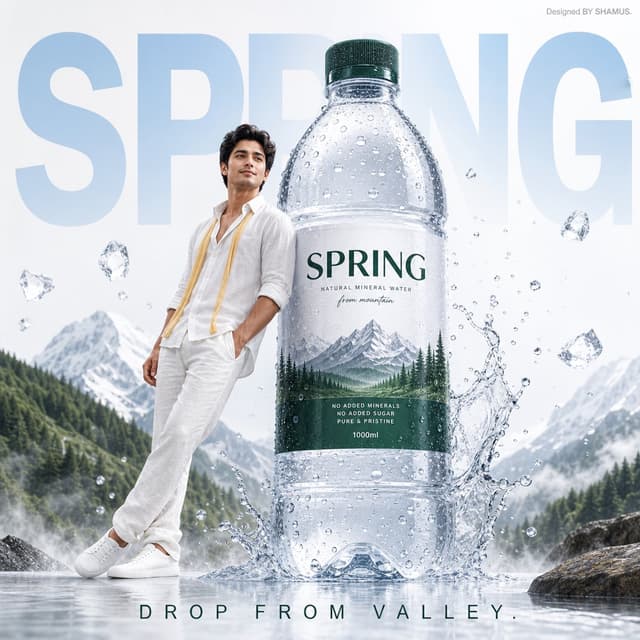 GPT Image Prompt - A premium mineral water advertisement poster featuring a fre