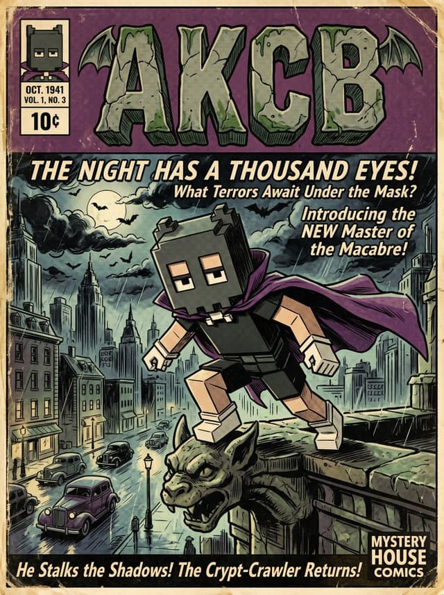 GPT Image Prompt - Create an eerie comic cover from 1940's, title "AKCB"
Includ