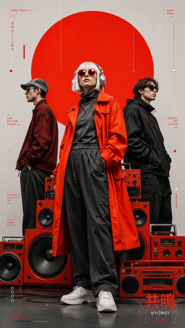 GPT Image Prompt - A high-fashion graphic editorial poster featuring three mode