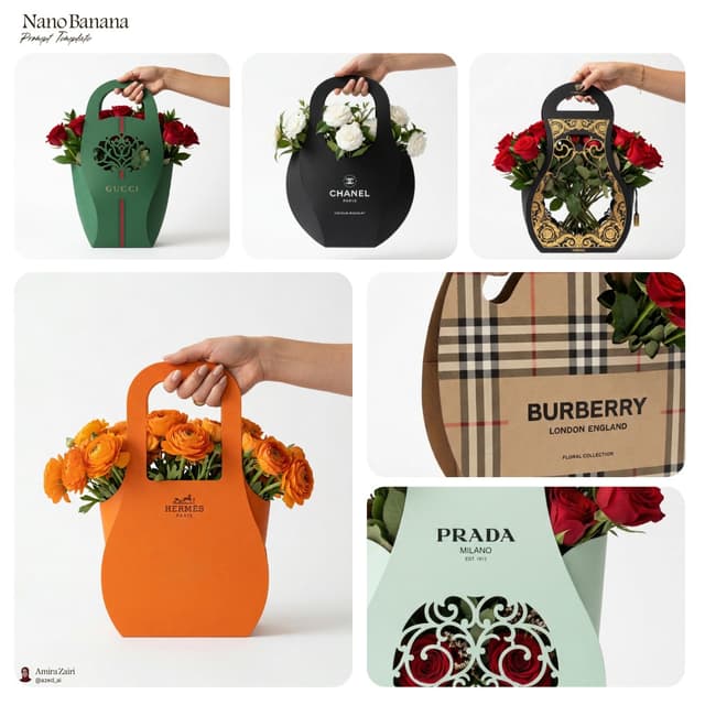Nano Banana Prompt - Minimalist branded flower packaging design for [brand], eco-