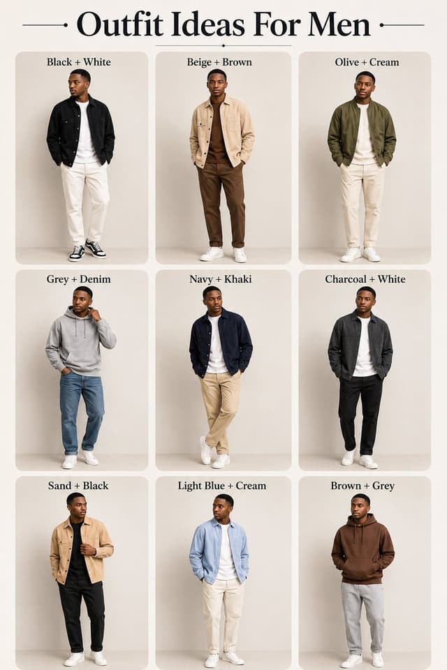 GPT Image Prompt - Create a stylish men’s fashion outfit ideas poster inspired