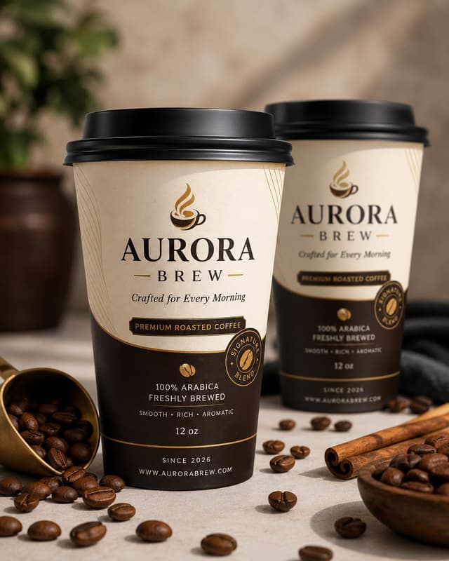 GPT Image Prompt - Create a premium branded coffee cup mockup in a clean profes