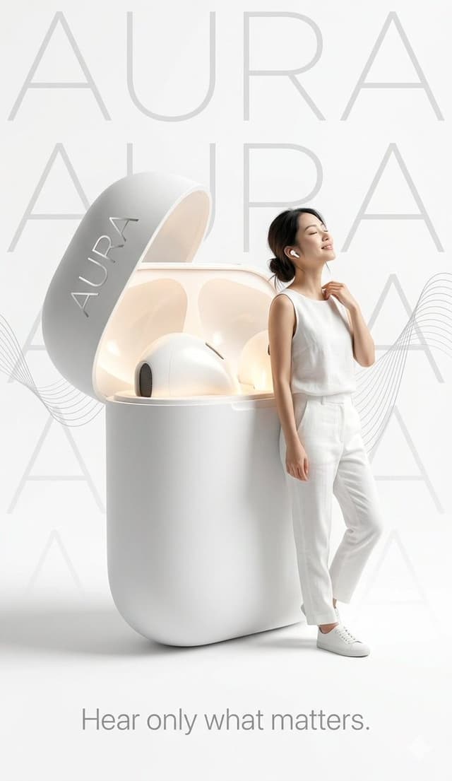 GPT Image Prompt - A clean tech advertisement poster. A stylish young woman in