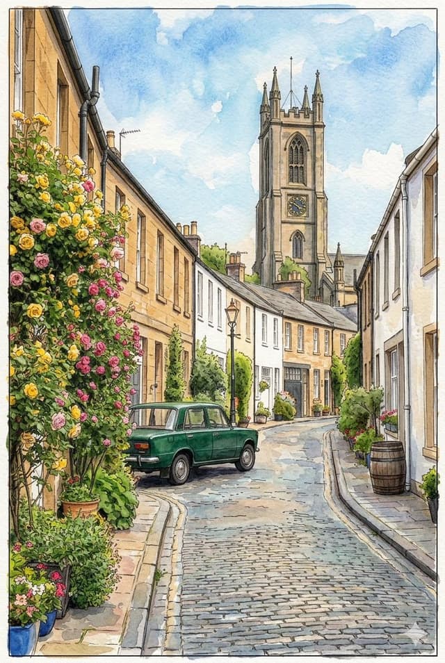 GPT Image Prompt - high-resolution street-level photo of Circus Lane, Edinburgh