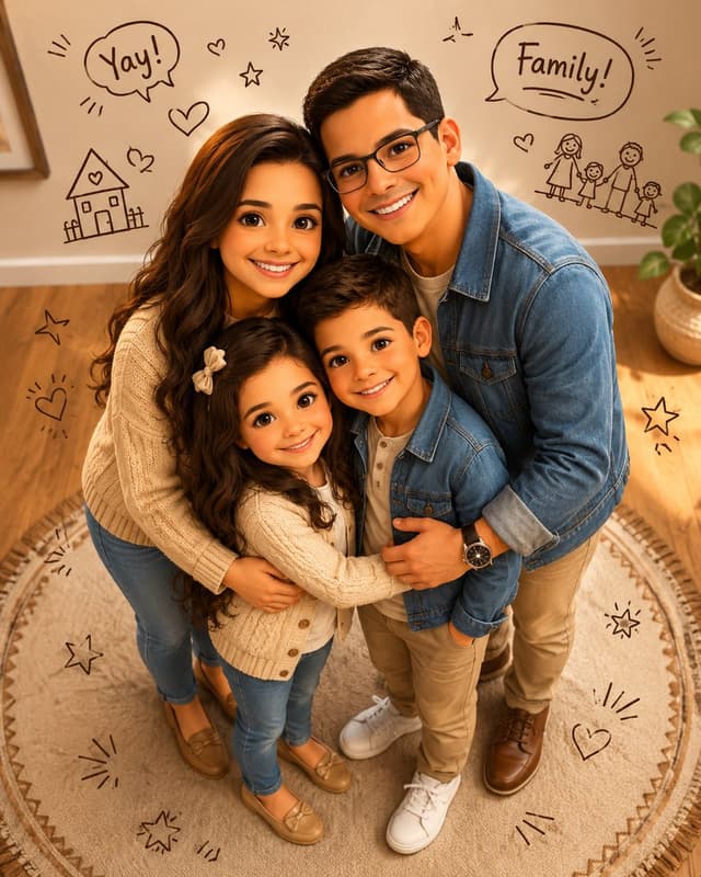 GPT Image Prompt - Create a vertical 4:5 premium stylized 3D animated family po