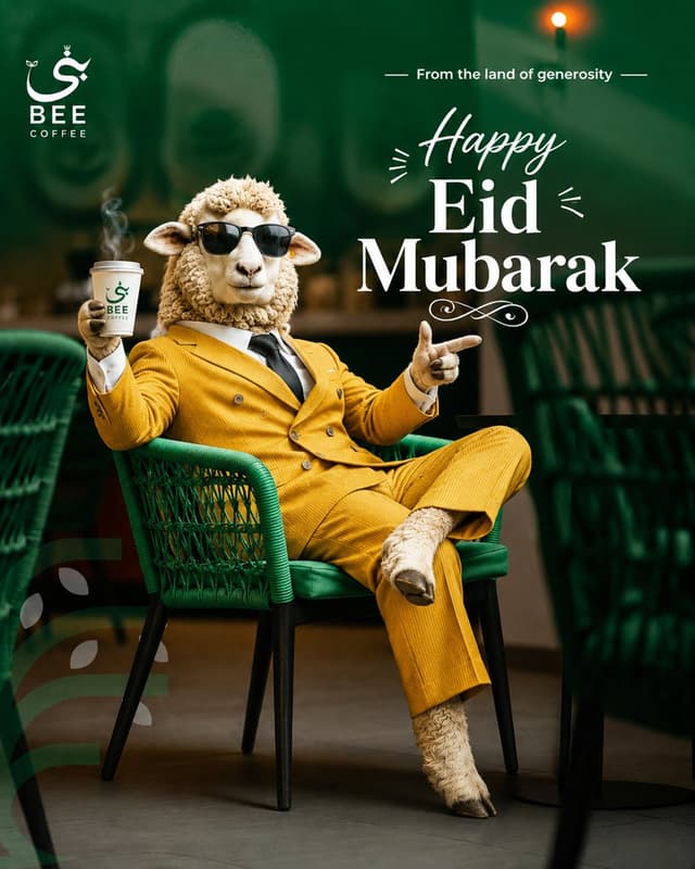 GPT Image Prompt - A luxurious Eid-themed café advertisement poster featuring a