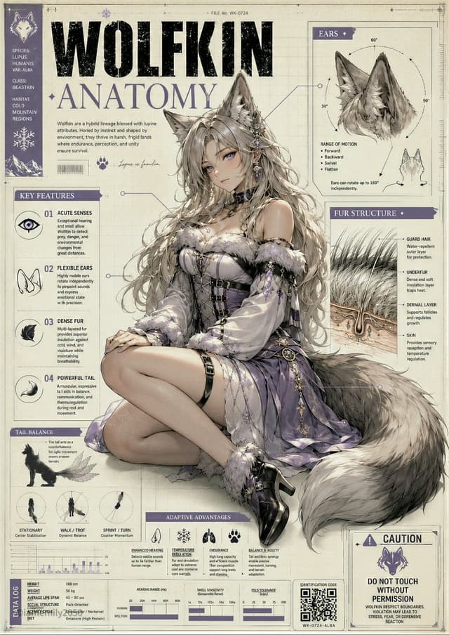 Midjourney Prompt - Create a refined vertical anime character design poster pres