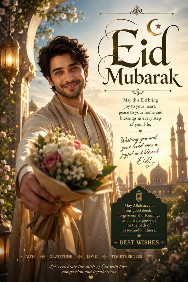 GPT Image Prompt - Generate a poster for wishing my X audience Eid Mubarak and 