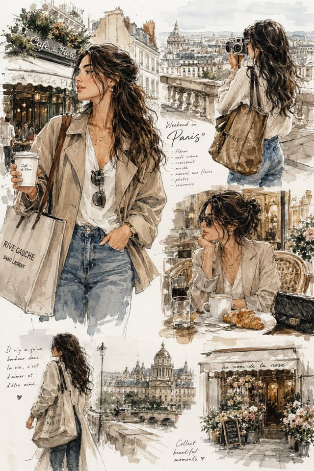 GPT Image Prompt - Elegant watercolor fashion illustration of a stylish young w