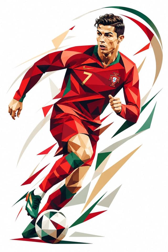 GPT Image Prompt - Create a stylized geometric cubist sports poster featuring M