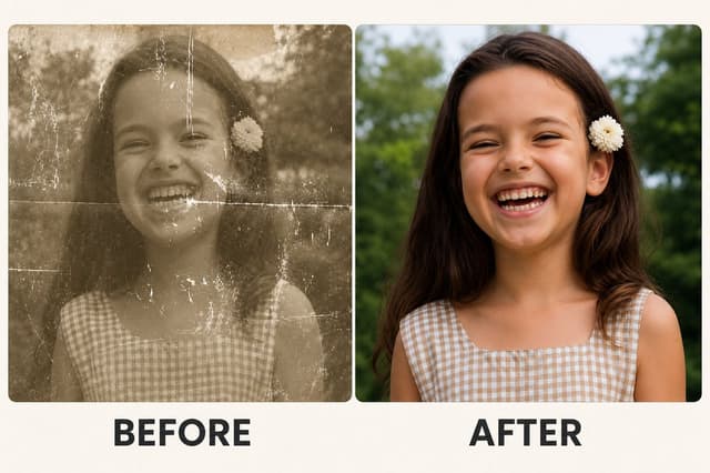 GPT Image Prompt - Refine and restore the uploaded old damaged photo into a cle