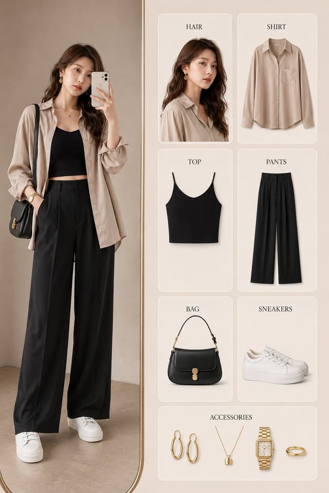 GPT Image Prompt - Create a clean, minimalist fashion outfit breakdown infograp