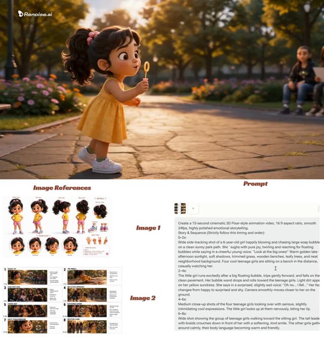 Seedance Prompt - Create a clean, professional Pixar-style 3D character sheet