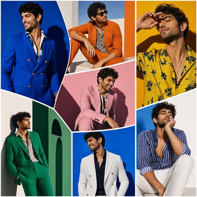 GPT Image Prompt - The SAME male model displayed across oversized random-shaped
