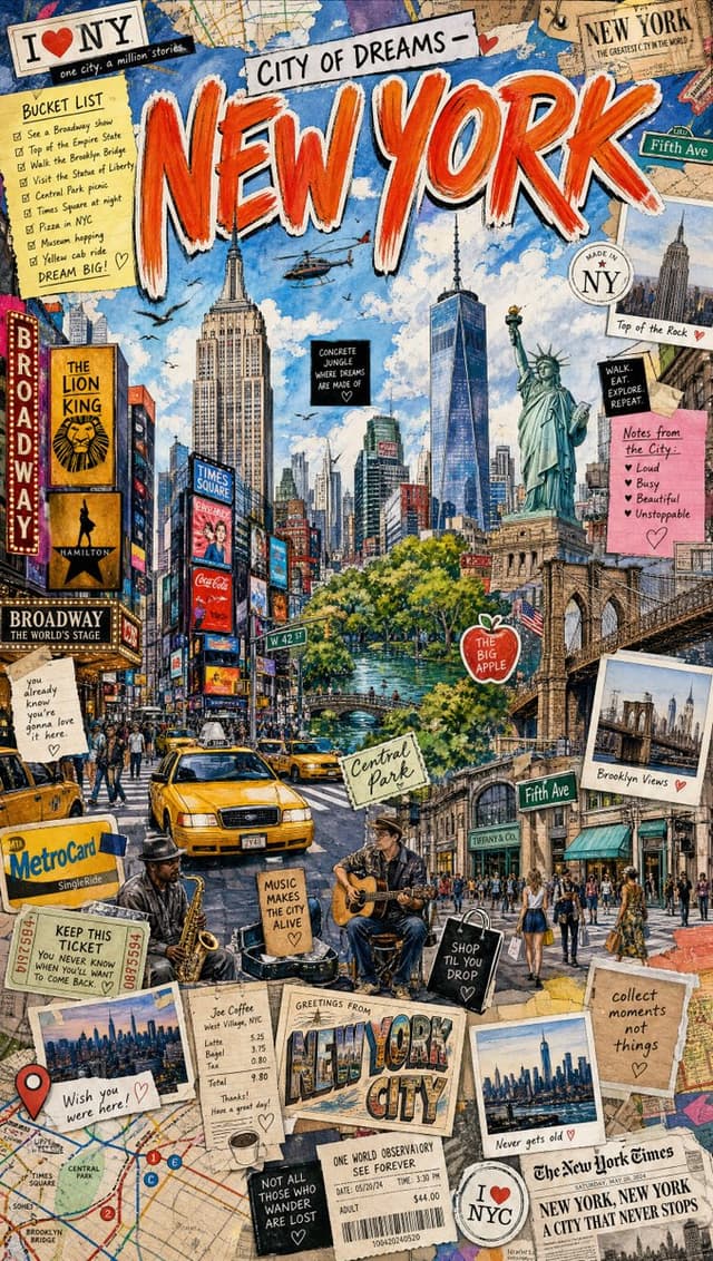 GPT Image Prompt - Create a colorful hand-drawn scrapbook travel poster for {CI