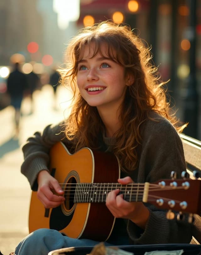 Grok Imagine Prompt - A candid, medium-shot photograph of a joyful young woman wit