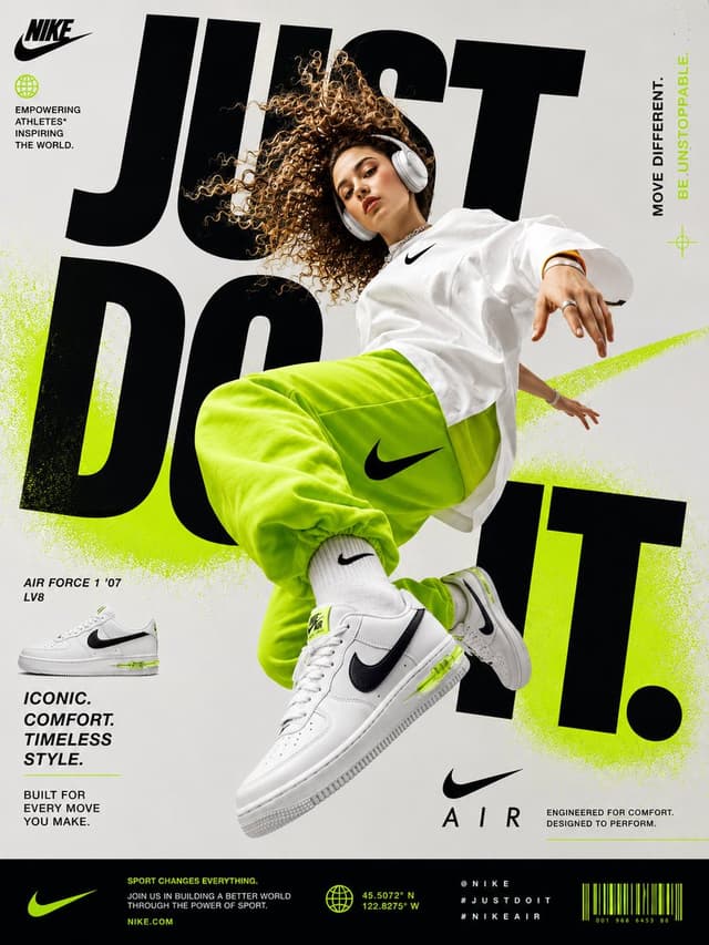 GPT Image Prompt - Generate a perfectly graphic designed poster of Nike Shoe ad