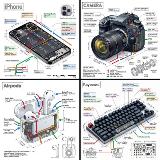 Grok Imagine Prompt - Create a technical infographic of [OBJECT] with a 45-degree 