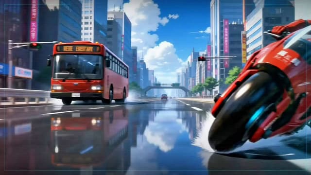 Veo Prompt - I wanted it to feel like a mobile racing trailer: wet roads,