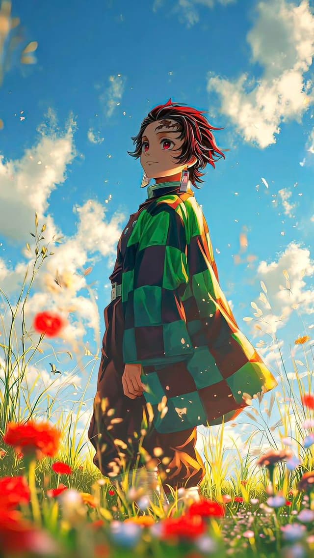 GPT Image Prompt - An anime protagonist standing peacefully in a breathtaking n