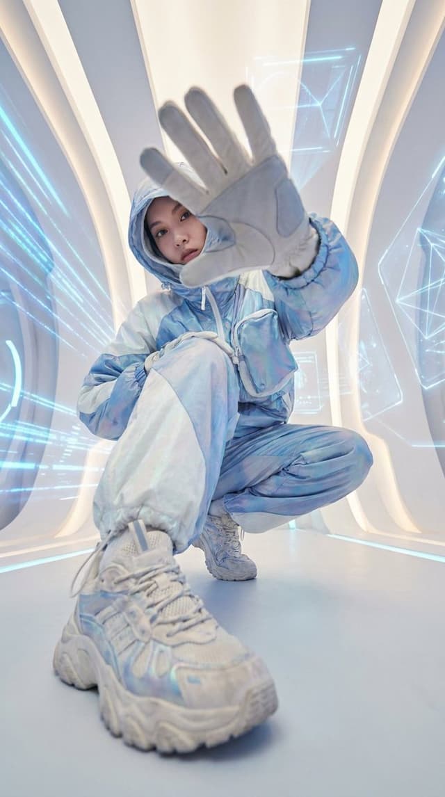 GPT Image Prompt - Ultra-premium fashion editorial featuring a model crouched e