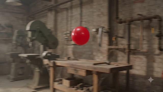 Gemini Omni Prompt - Generate a 10-second cinematic video. A red rubber ball is t