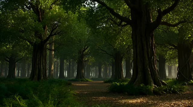 Grok Imagine Prompt - Enchanted forest transformation trees morph into mythical be