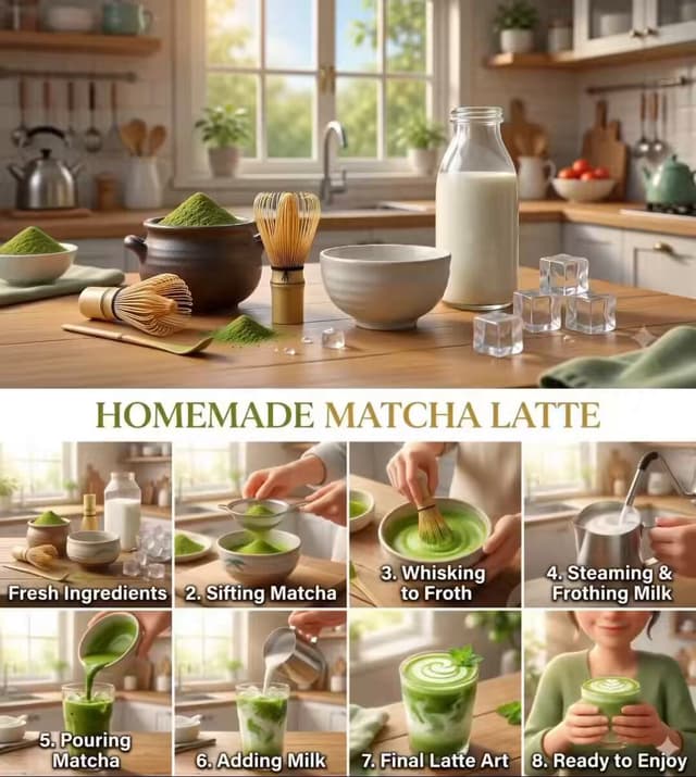 Gemini Omni Prompt - Use the attached 8-panel MATCHA LATTE STORYBOARD image as th
