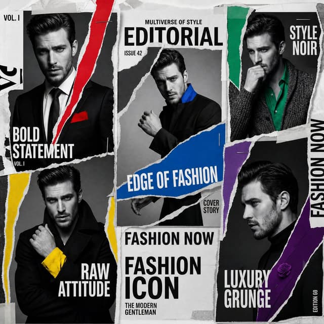 GPT Image Prompt - A luxury editorial multi-cover layout featuring the same mal
