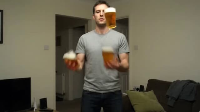 Gemini Omni Prompt - a man is juggling, low quality amateur recording, single unb