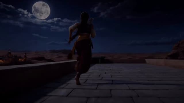 Seedance Prompt - Epic Arabian fantasy cinematic scene at night, vast moonlit 