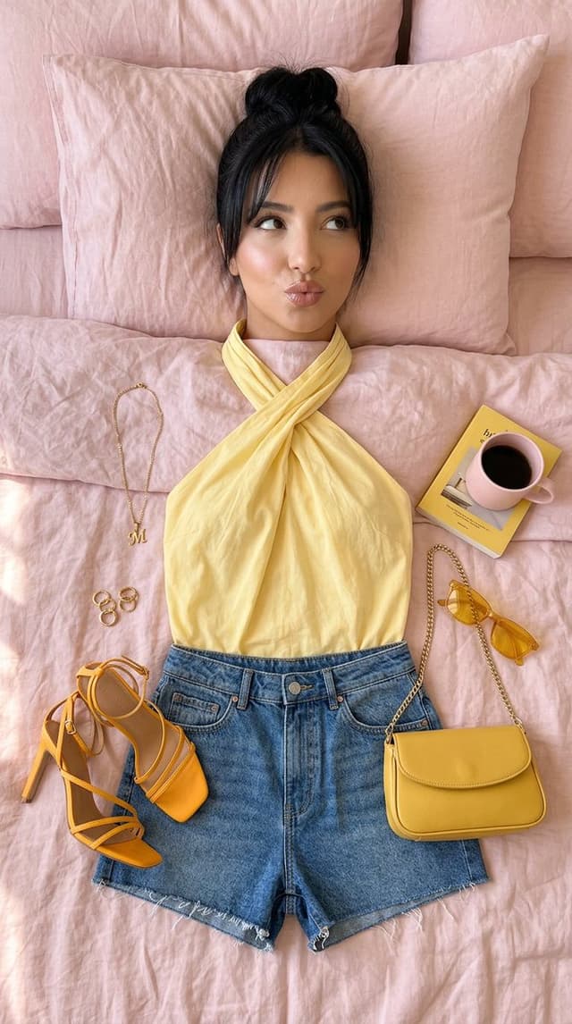 Nano Banana Prompt - A flat-lay overhead "outfit of the day" editorial compositio