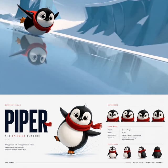 Seedance Prompt - SUBJECTS: An emperor penguin @ image1, with a clear black an