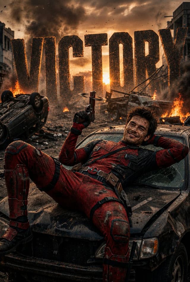 Midjourney Prompt - Ultra-realistic cinematic superhero victory portrait, full b