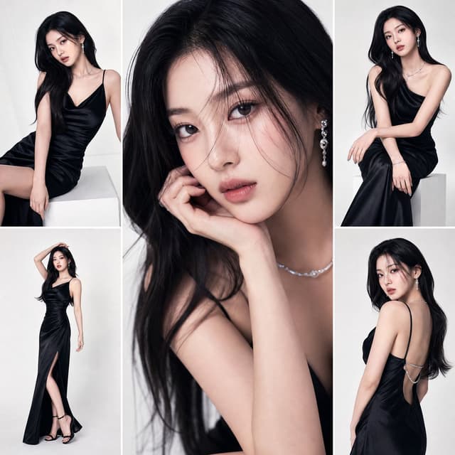 GPT Image Prompt - A high-fashion studio editorial featuring a K-pop idol in a
