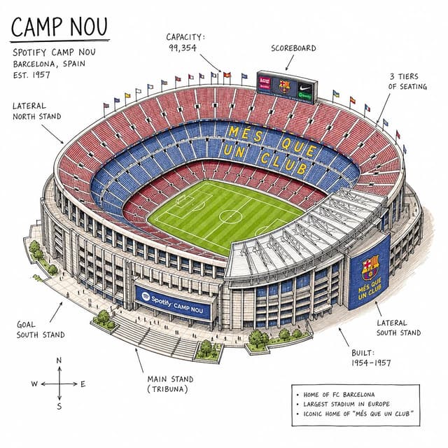 Other Prompt - A detailed hand-drawn isometric illustrated map of [STADIUM]