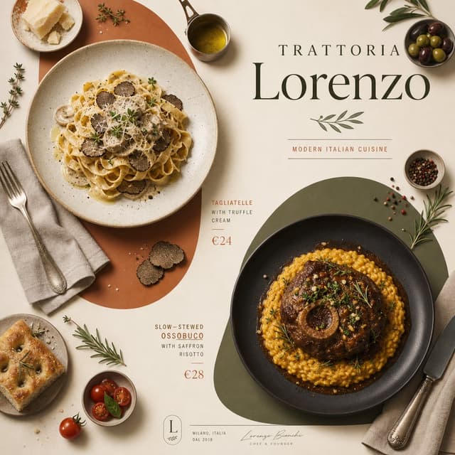 GPT Image Prompt - A minimalistic advertising poster about food in a modern Ita