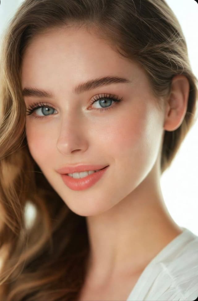 Grok Imagine Prompt - A close-up studio portrait of a beautiful young woman with a