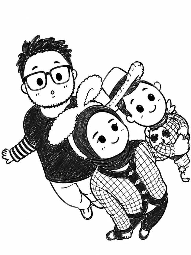 GPT Image Prompt - Turn the uploaded photo into a cute black-and-white hand-dra