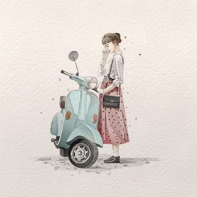 GPT Image Prompt - A delicate watercolor fashion illustration on textured cold-